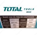 TOTAL Oil Free Air Compressor - 100 Litre - 3.2 HP - Silent Type - TCS2241008. 