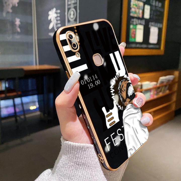 JIUMOO For vivo v9 Case Plating Side Edge Square New Design Phone Cases Pattern Silicone Casing Full Back Cover Fashion Hip Hop Boy Camera Protection Shockproof Softcase
