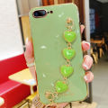 For iPhone 8 Plus / iPhone 7 Plus Back Cover with Love Heart Chain Wrist Strap Fashion Bracelet Shiny Plating Bumper Protective Case Silicone Shockproof Mobile Phone Cases. 