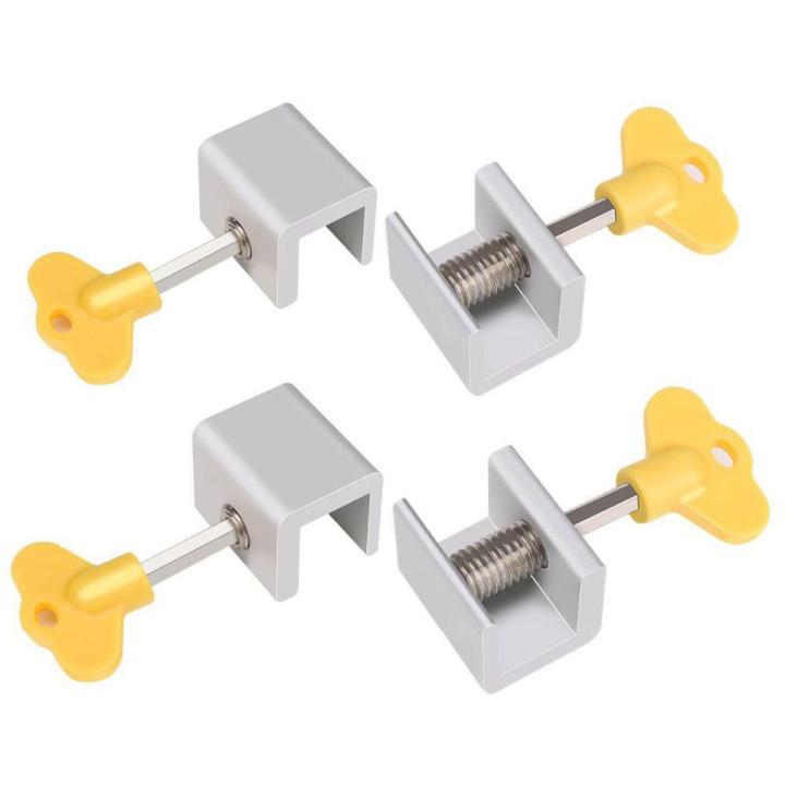 4 Sets Adjustable Sliding Window Locks Stop Aluminum + plastic Door Frame Security Lock with Keys Home Office Safety window Lock