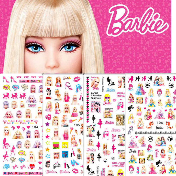 2020 New Cartoon Kids Barbie Nail Art Sticker Snow White Emoji Barbie Simpson