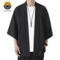 Oasis Men Breathable Shirt Japanese Style Men's Kimono Shirt Traditional Samurai Costume Cardigan for Fashion Enthusiasts Comfortable Men Top. 
