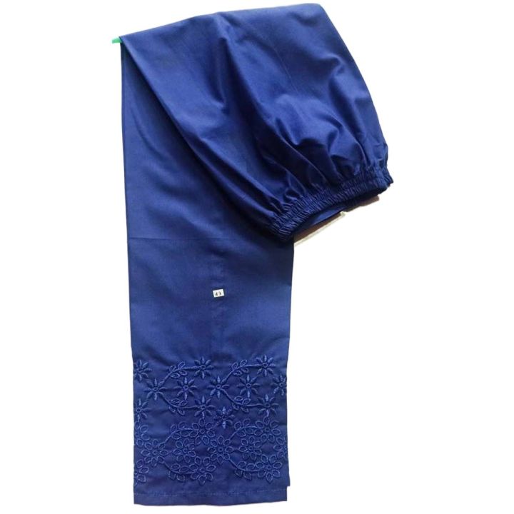 Fashion Cotton Trousers for Women and girls Blue Colored Embroidered Medium Size Cotton Trousers Bottom Embroidery Fashion Cotton Trousers for Women and Girls