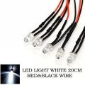 5Pcs LED Light 3V 5V 6V 9V 12V 5mm LED Light With 20cm Red & Black Wire Light White & RED. 