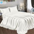 Silk Bedsheet Plain King Size, 3 Piece Printed Fancy Silk 1 Bed Sheet King Size with 2 Silk Pillow Covers, Silk Bed Sheet King Size Fancy has Soft and Luxurious Feel. 