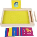 Kids Wooden Sand Tray with Wood Pen – Montessori Sensory Writing Practice Board for Early Learning & Tracing (2025-27). 