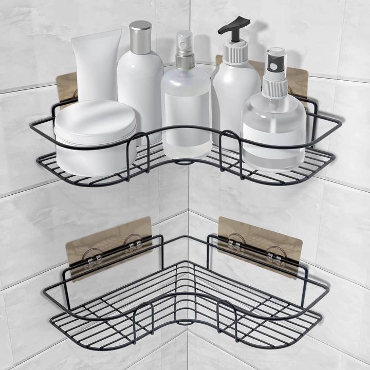 Bathroom Kitchen Punch Corner Frame Shower Shelf Wrought Iron Shampoo  Storage Rack | Daraz.pk