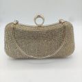 Women’s Elegant Crystal Evening Clutch | Shiny Rhinestone Handbag for Weddings & Parties | Golden & Silver Glam Purse with Chain Strap & Snap Closure. 