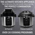 Ambiano  Pressure Cooker and Air Fryer combo with Dual Lid, Slow Cooker and More, Digital Touch Display, 6.5 QT Capacity, Included Cooking Accessories - Stainless Steel. 