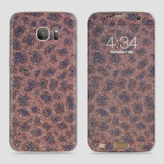Samsung%20S7%20Edge%20Skin%20-%20SkinLee%20HQ%20Vinyl%20Skin%20Wrap%20(Not%20Cover)%20-%20Blue%20Leopard%20Sparkle%20Glitter%20Material%20-%20SKINLEE-185-2-15-75%20-%20Image%203