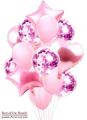 14 pieces /set Multi Confetti Balloons Golden Pink Silver Red Helium Balloon Heart and star Boy Girl Shower Birthday Party Supplies And Weddings. 