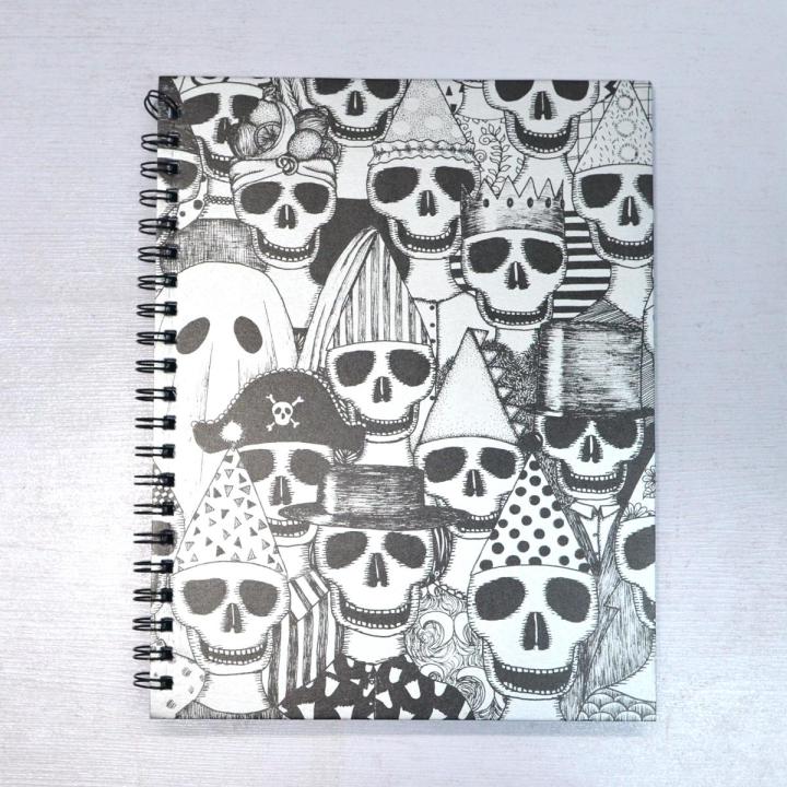 Spiral Notebook A4 - Silver Skulls - by PAPERWORK