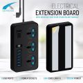 Adhesive Electrical Extension Board - 3 Universal Power Sockets + 6x USB Ports, 1.85m Extension Lead, 3000W-16A 250V - Black | Universal Socket Plug, Ideal for Home, Office or Travel  | Stick Anywhere|  Power Extension | Electric Extension |. 
