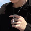 Men Spiral Rectangle Necklace Stainless Steel Simple Hip Hop Ins Men's Pendant Jewelry. 