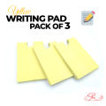Yellow Writing Pad Pack of Three (100 Sheets Each). 