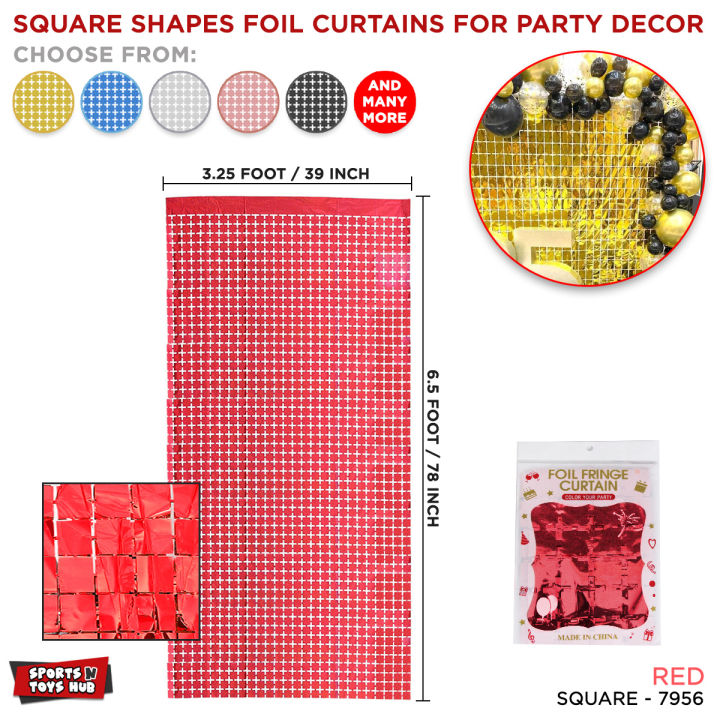 Tinsel Square Shape Foil Fringe Curtain Collection, Party Place & Home Decoration For Wedding Engagement Birthday Bridal Shower Baby Announcement Celebration, Parties Wall Decor Supplies Materials Products & Items Photo Booth Backdrop Metallic Curtains