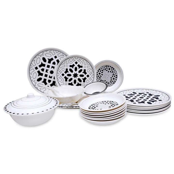 43PCS 8 Person Dinner Set Geometric Black