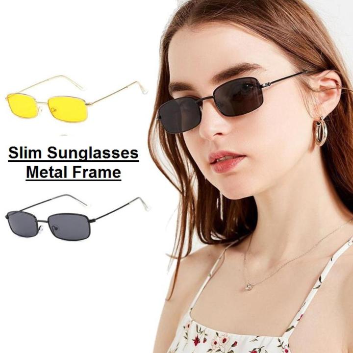Slim Square Sunglasses for Girls Metal Frame Sunglasses For Women