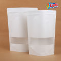 Pack of 3 Natural Kraft paper Stand up pouch Zipper bags with Window White color three sizes available. 