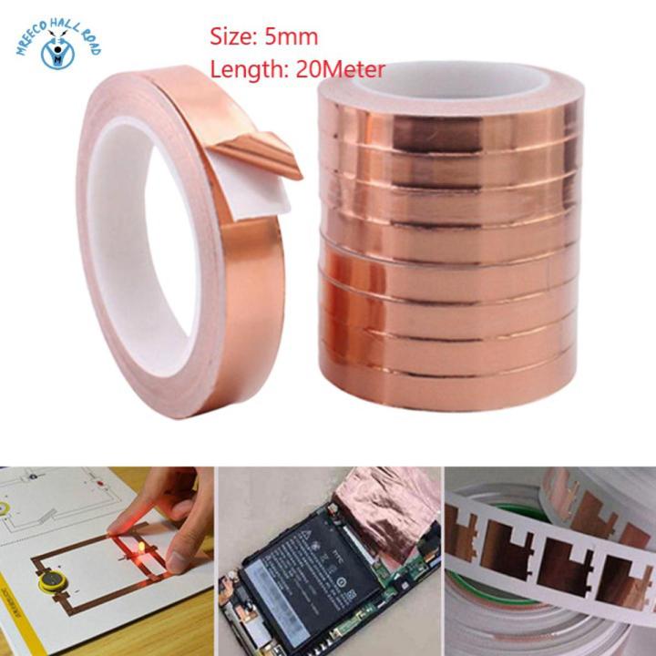 5mm x 20m Single-sided Conductive Self Adhesive Heat Insulation Copper Foil Tape Copper Tape