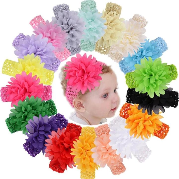 DOT Pack of 3 Flowers Baby Headbands Girls Elastic Infant Baby Turban Head Band Kids Children Hairband Hair band Baby Hair Accessories