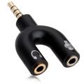 3.5mm TRRS to Dual TRS Audio Splitter Adapter U Shape Mic and Headphone Converter for Mobile and PC. 