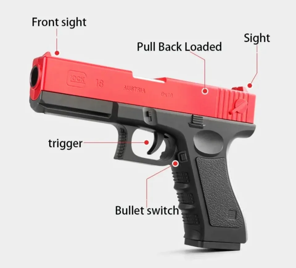 Airsoft Machine For Kids White Black | Glock Soft Bullet Toy Gun Shell Ejection Foam Darts Blaster Pistol Manual Airsoft Gun With Silencer For Kid Adult