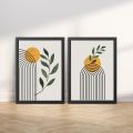 Set of 2 Boho Abstract Wall Art Frames A4 A3 Plastic Frame for Home Decor. 