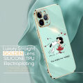 (Free Lanyard) Luxury 6D Plating Case for iPhone XS MAX Phone Cases Happy Cartoon Puppy Side Print Soft Silicone Square Back Cover. 