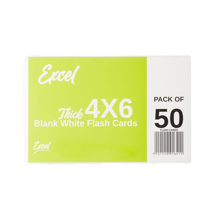 Flash Cards - Index Cards - Memo Cards Excel 6X4 Inches Blank