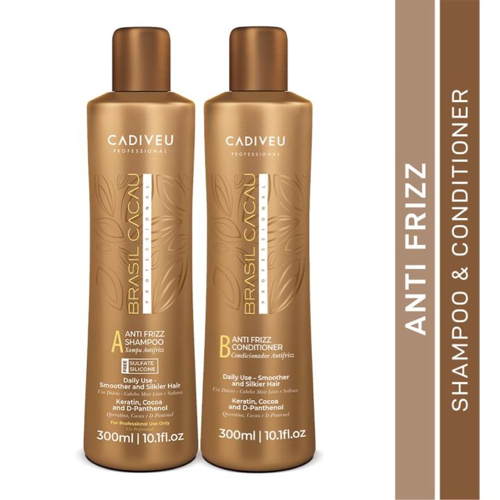 CADIVEU Keratin Brazilian Cacau Straightening Damage Shampoo Conditioner Set 300 ml