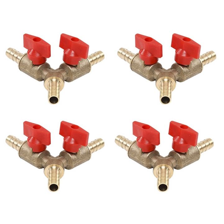 4Pcs Trident Ball Valve 5/16 Fuel Shut Off Valve Hose Barb Fuel Gas 8mm Brass Y Type Ball Valve for Garden Tool