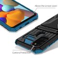For Samsung Galaxy A21s Three-in-one Multifunctional Hidden Credit Card Slot Bracket Protective Case. 