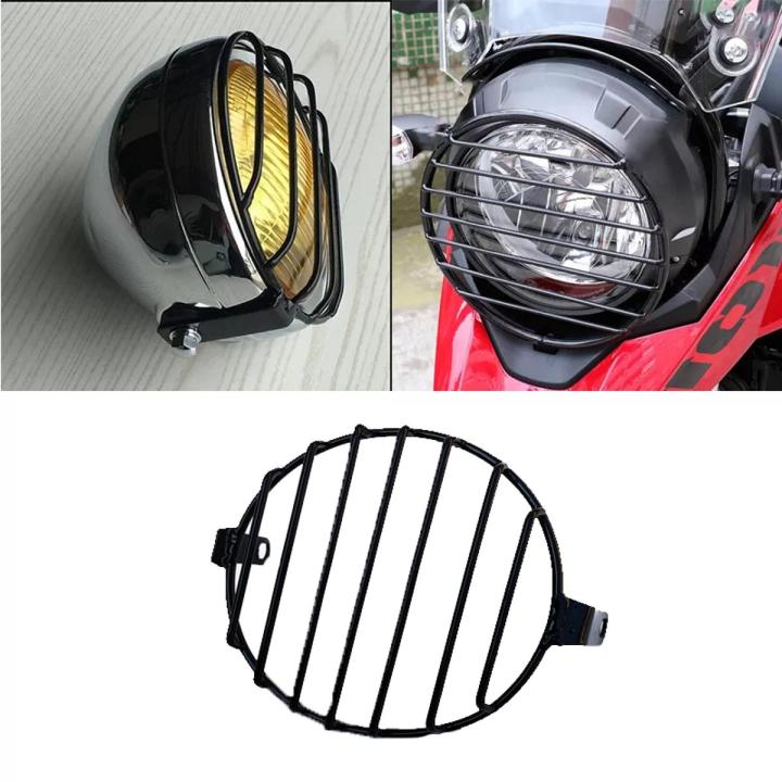 Classic Vintage Cafe Racer Motorcycle Headlight Grill 7inches 7 Lines, Lamp Mask Metal Wire Mesh