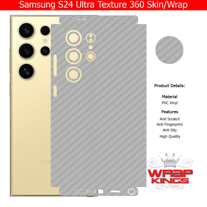 Samsung Galaxy S24 Ultra Skin Wrap - 360 Protection Carbon Fiber Matte Transparent with Camera Skin