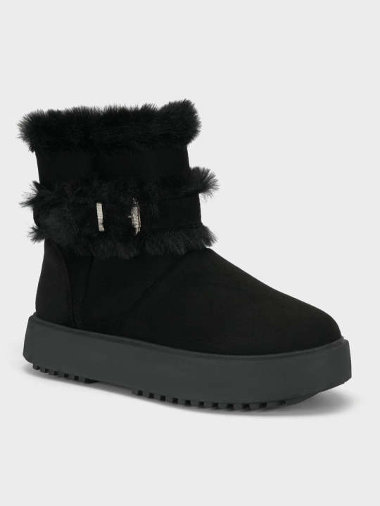 Unze London Women's "ABRAX" Winter Cozy Flat Boots For Women - Boots For Women