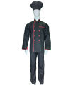 Black Chef Jacket Uniform CHEF CAP Chef Apron & Trouser. 
