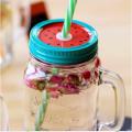 Mason Jar Mug Multicolor With Straw and Lid. 