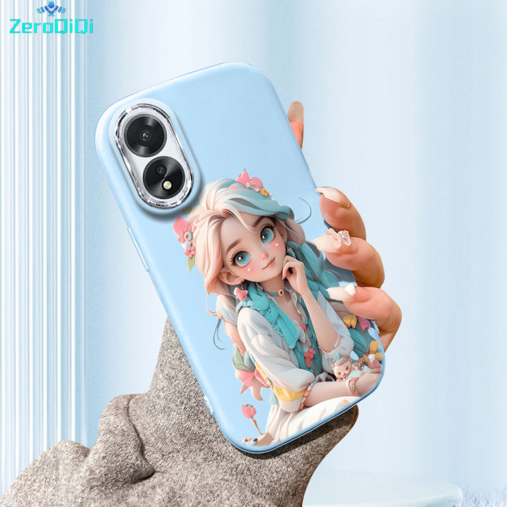 ZeroQiQi for OPPO A18 A38 Back Cover Lovely Girl Silver Lens Protection Edge Soft Rubber Mobile Phone Cases