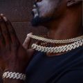 14/20MM width Prong Rhombus Cuban Link Necklace for Women Iced Out Chain Gold Silver Color Thick Cuban Necklace Hip Hop Jewelry. 