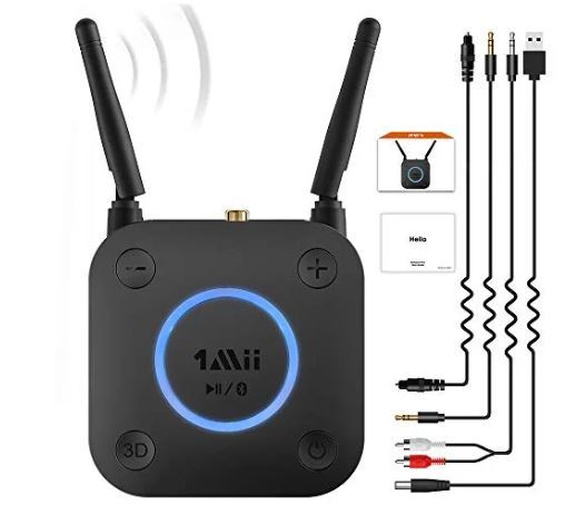 1Mii B06Pro Long Range Bluetooth Receiver, HiFi Wireless Audio Adapter, Bluetooth 5.0 Receiver with 3D Surround aptX Low Latency for Home Stereo System