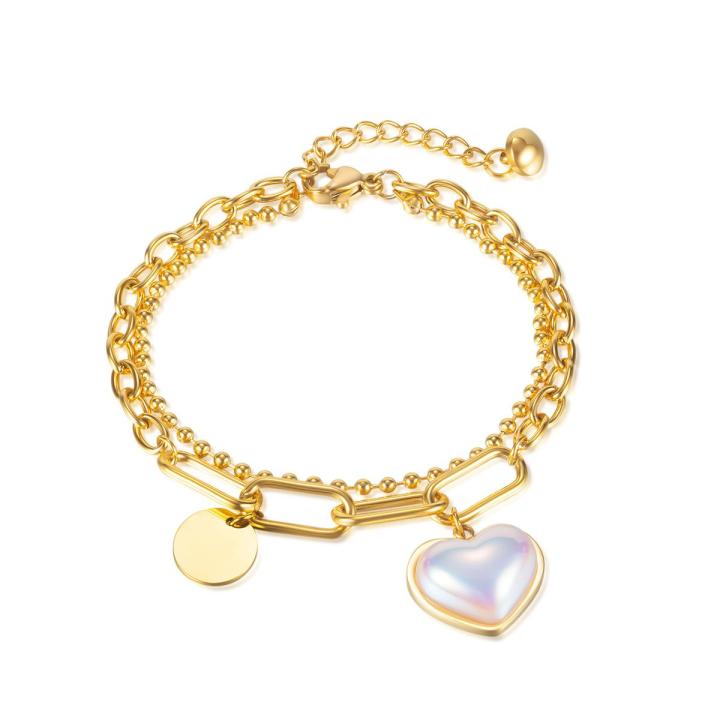 Opek Products Wholesale Europe American Personality Rusty Steel Double Layer Peach Heart Hand Adornment Temperament 100 Tianza Steel Love