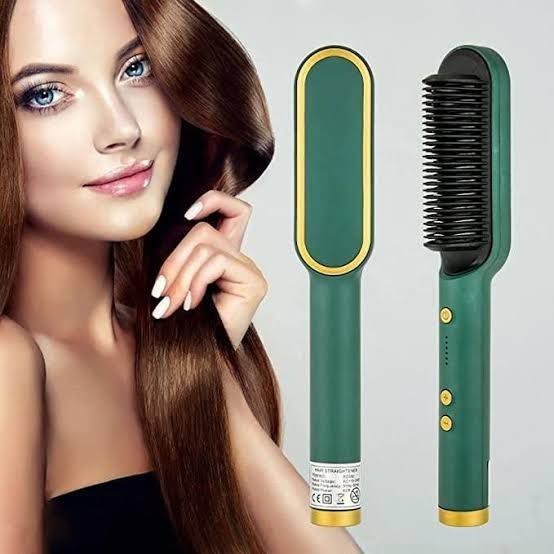 RN 2in1 Hair Straightener & Curling Brush Electric Heated Hair