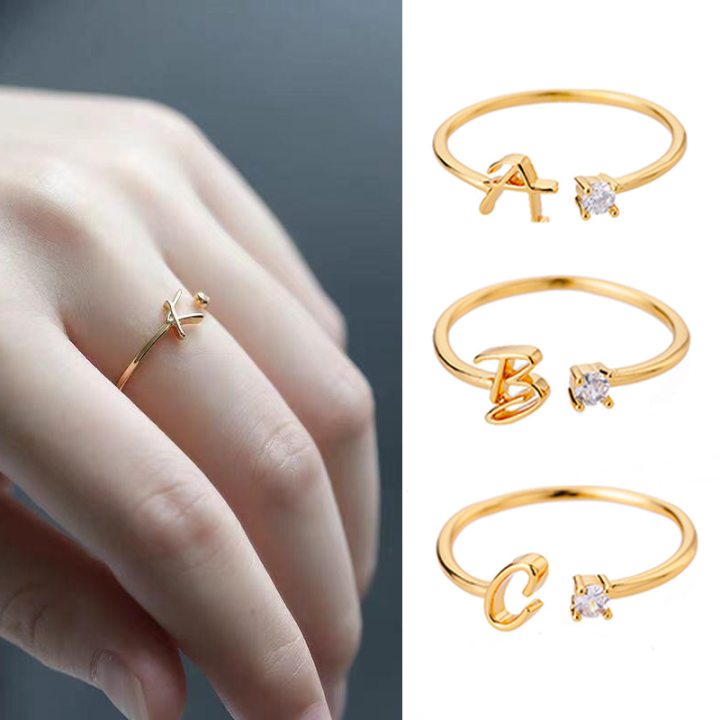 New 2025 New Titanium Steel A-Z Alphabet Letter Ring Daily Ring ...