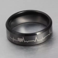 Ring Thin Pulse ECG Wave Rings Stainless Steel Wedding Anniversary Jewelry Gift. 