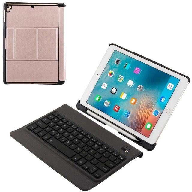 Keyboard + Lambskin Texture Leather Tablet Case for iPad Air / Air 2 / iPad Pro 9.7 inch Support Multi-angle Adjustment Magnetic Detachable Bluetooth Ultra-thin