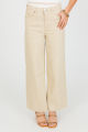 Beige Wide Leg High Waist Calf Lenght Denim Jeans | Export Quality | ZRANZIE. 