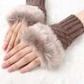 1 Pair (2Pcs) of Winter Hand Warmer Gloves for Girl Random colors Half Finger Gloves for Women Mittens Fur Hand Wrist Fingerless Knitted Gloves for Ladies. 
