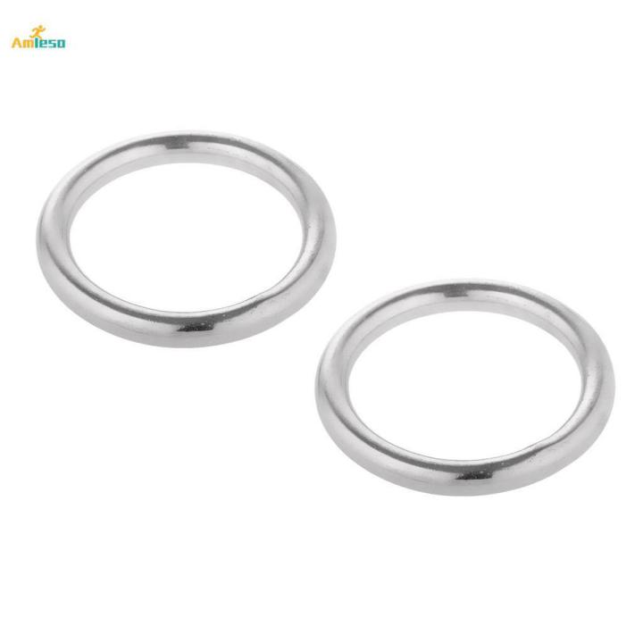 Attachable Ring 2x Round Stainless Steel O Hammock to Attach Rings - Silver, 6 x 35mm ...