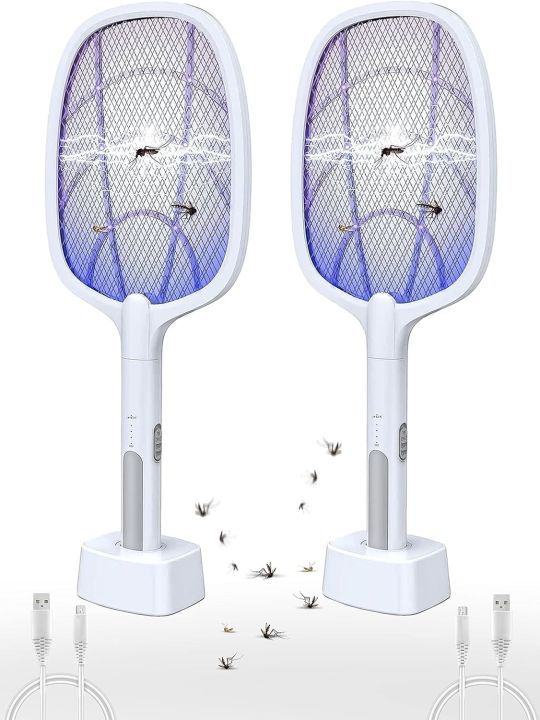 Trap Racket 2-in-1 Electric Mosquito Killer Racket with UV Light & LED Lamp | USB ...